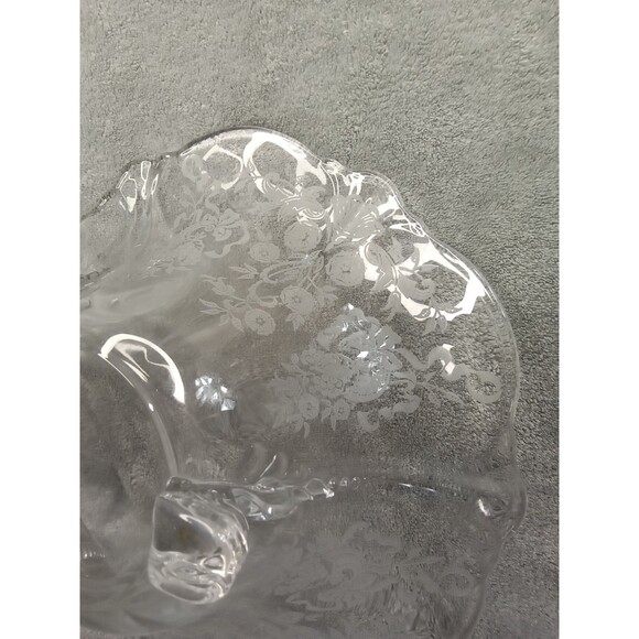 Vintage Crystal Footed Floral Etched Candy Bowls - Picture 4 of 10